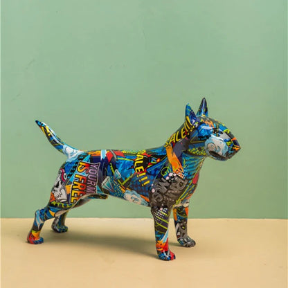 Stunning Bull Terrier Design Multicolor Resin Statue