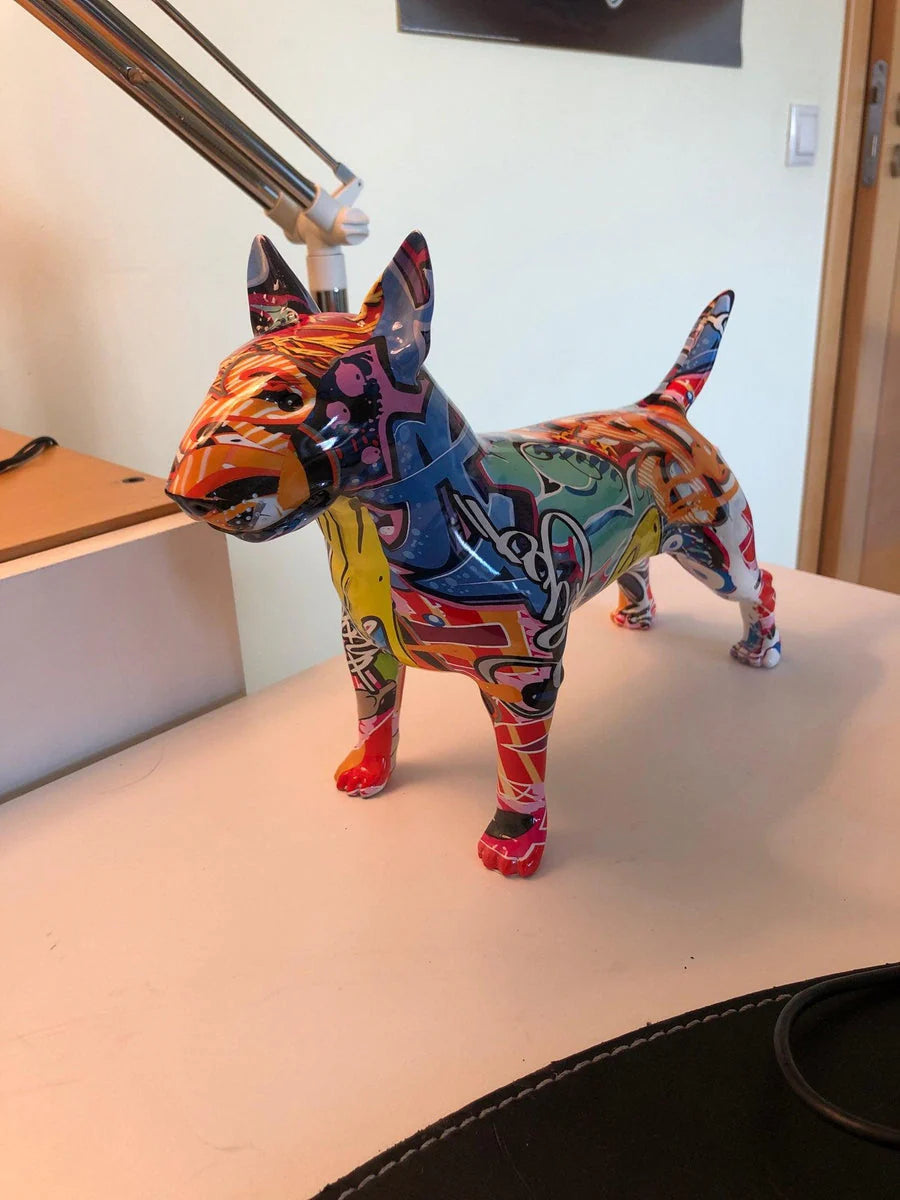 Stunning Bull Terrier Design Multicolor Resin Statue