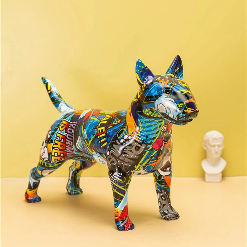 Stunning Bull Terrier Design Multicolor Resin Statue