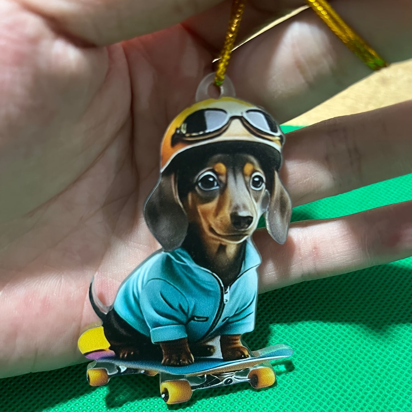 Whimsical Dachshund Skateboard Charm - Car & Keychain Decor