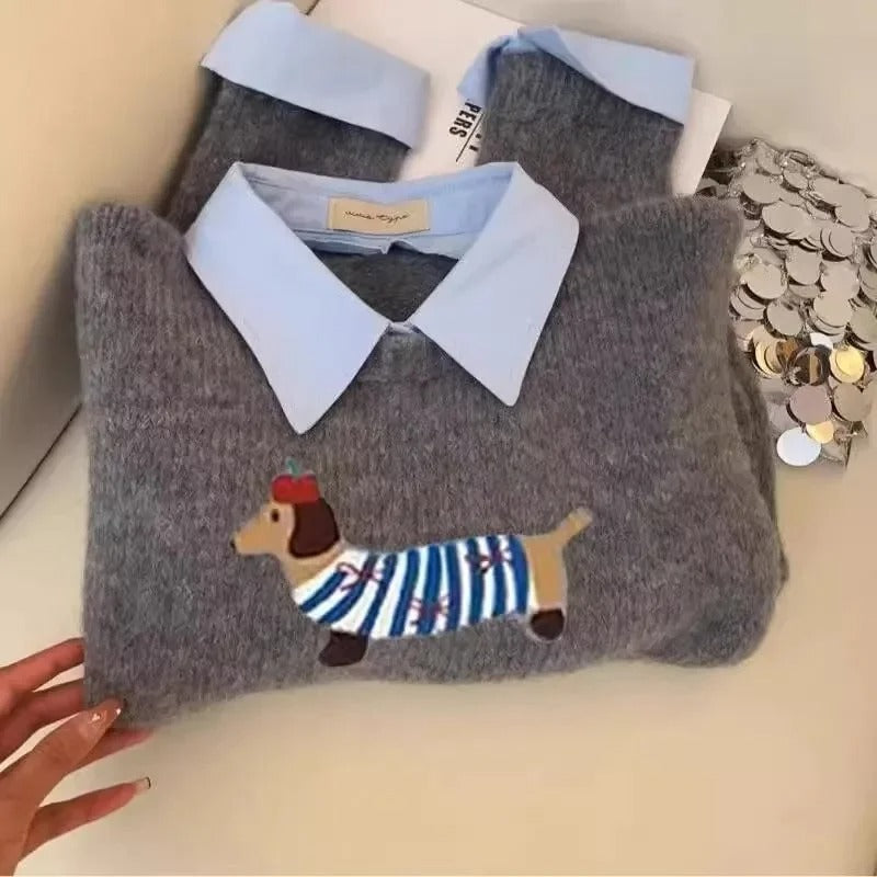 Dachshund Cartoon Knit Sweater