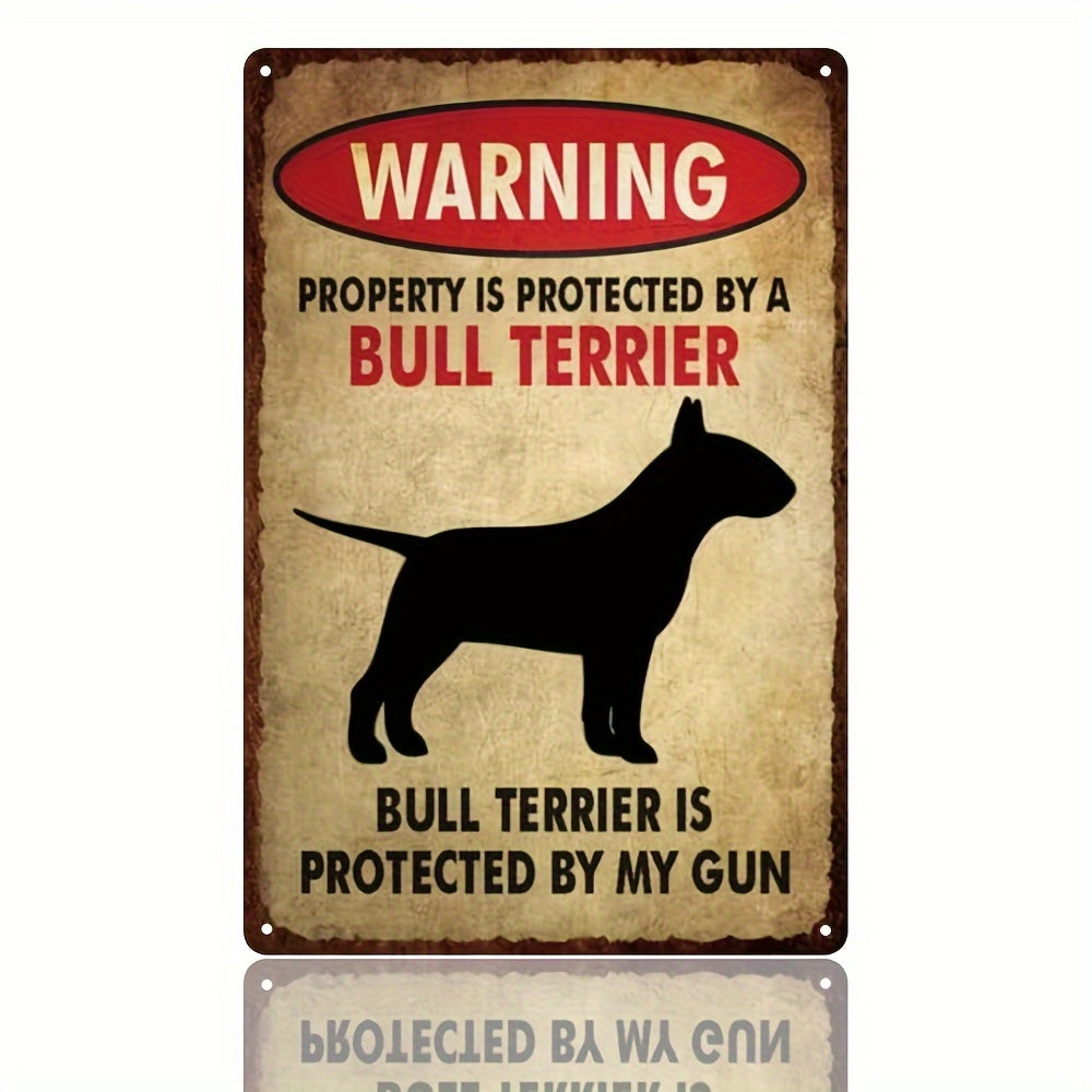 Warning Bull Terrier Metal Sign