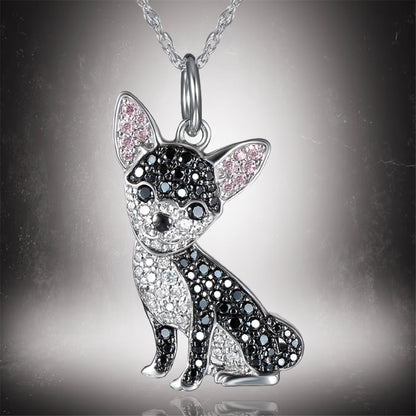 Black Chihuahua Dog Pendant Necklace