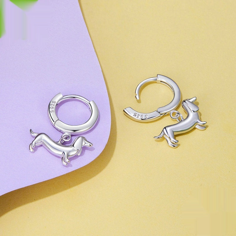 Cute Sausage Dog 925 Silver Earrings