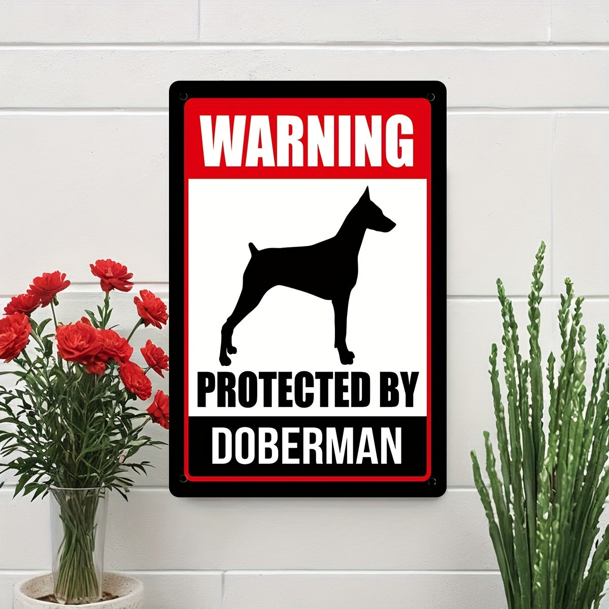 Vintage 'Protected By Doberman' Metal Sign