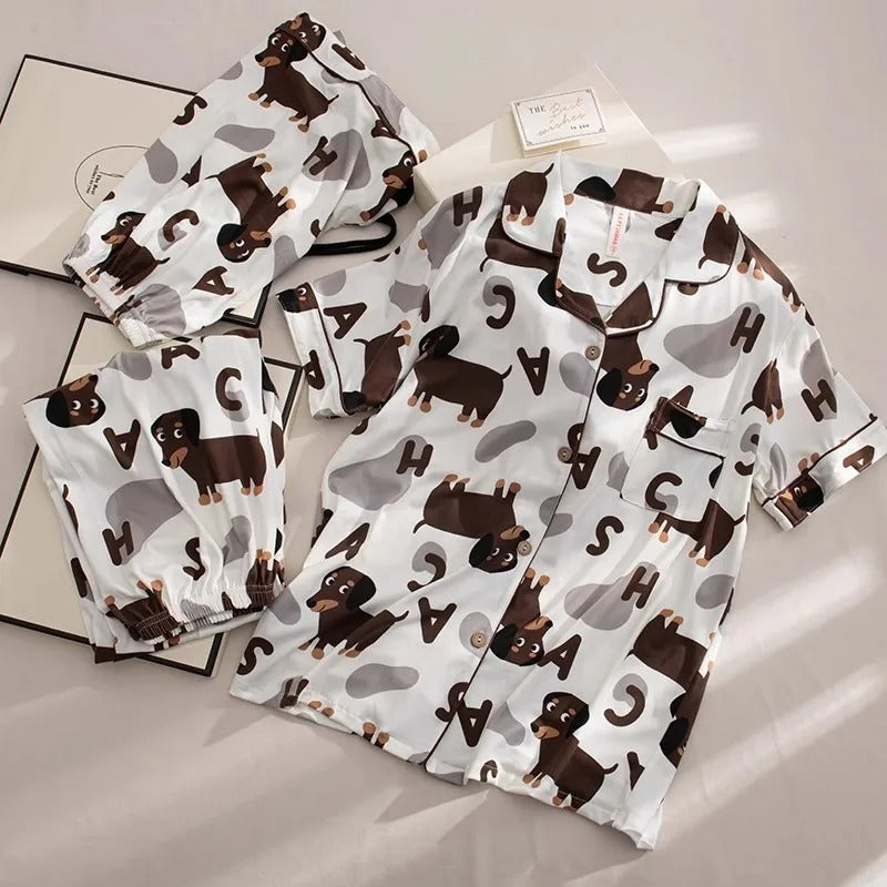 Cute Dachshund Print Women's Pajama Set - Spring/Summer 2024