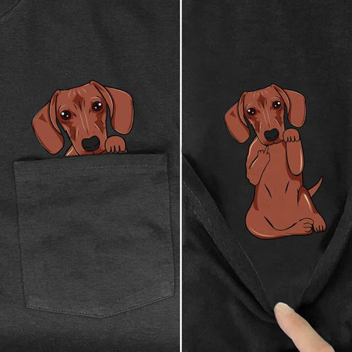 Dachshund Middle Finger Pocket Shirt