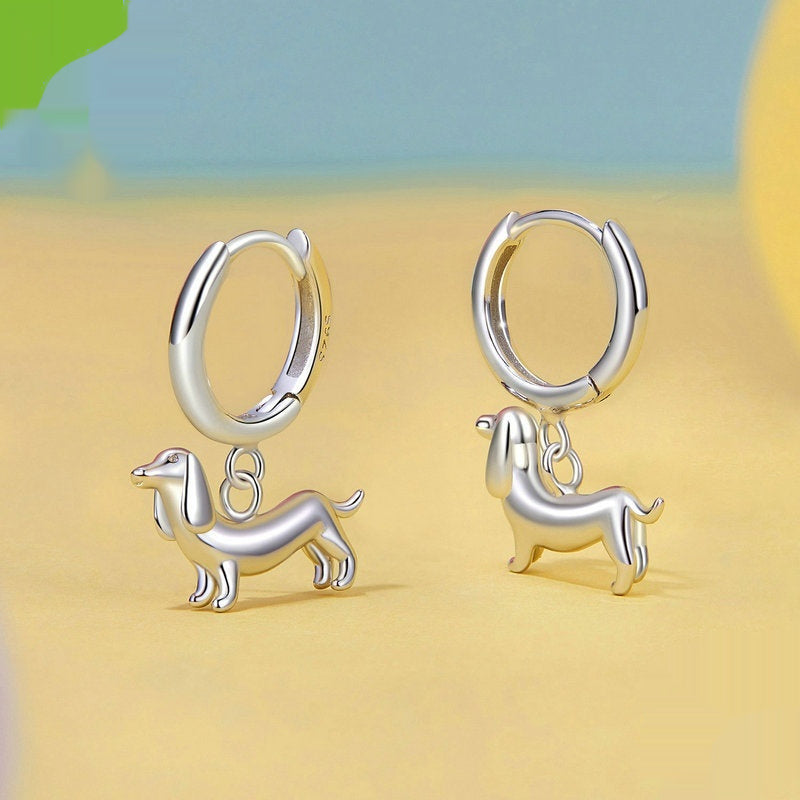 Cute Sausage Dog 925 Silver Earrings