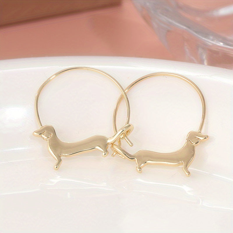 Charming Dachshund Hoop Earrings