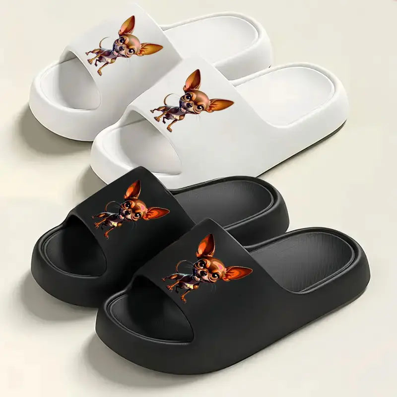 Cartoon Chihuahua Open-Toe Slippers