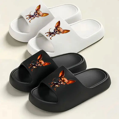 Cartoon Chihuahua Open-Toe Slippers