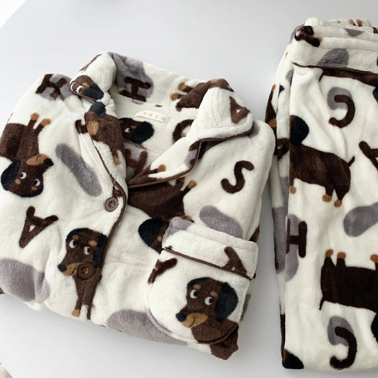 Wiener Dog Fleece Pajama Set