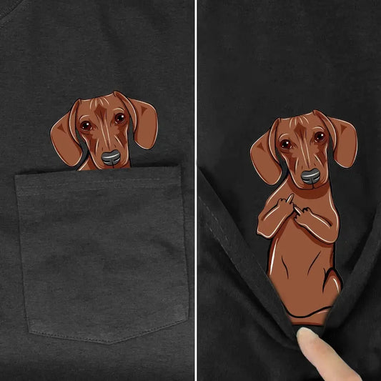 Dachshund In A Pocket T-Shirt