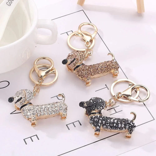 Crystal Dachshund Key Ring