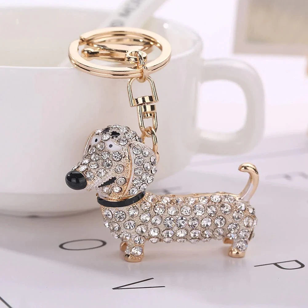 Crystal Dachshund Key Ring