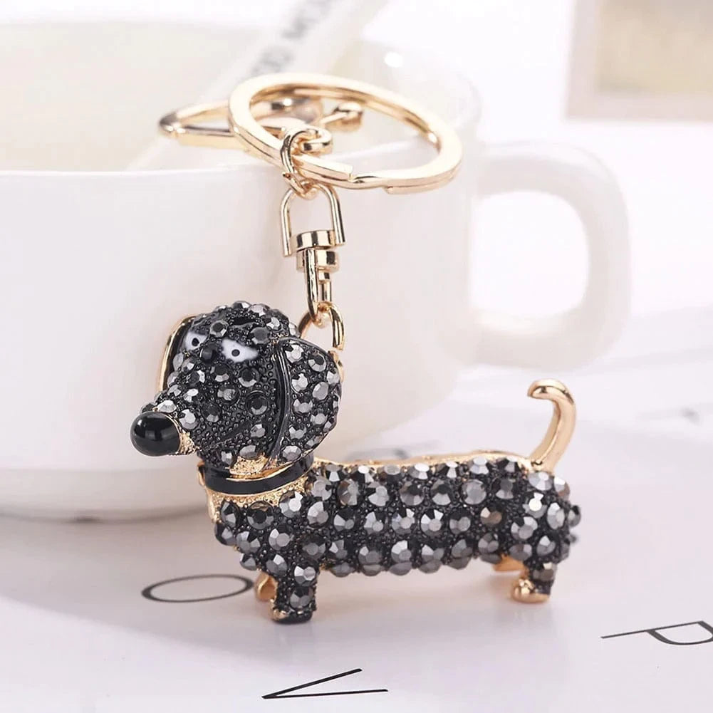 Crystal Dachshund Key Ring