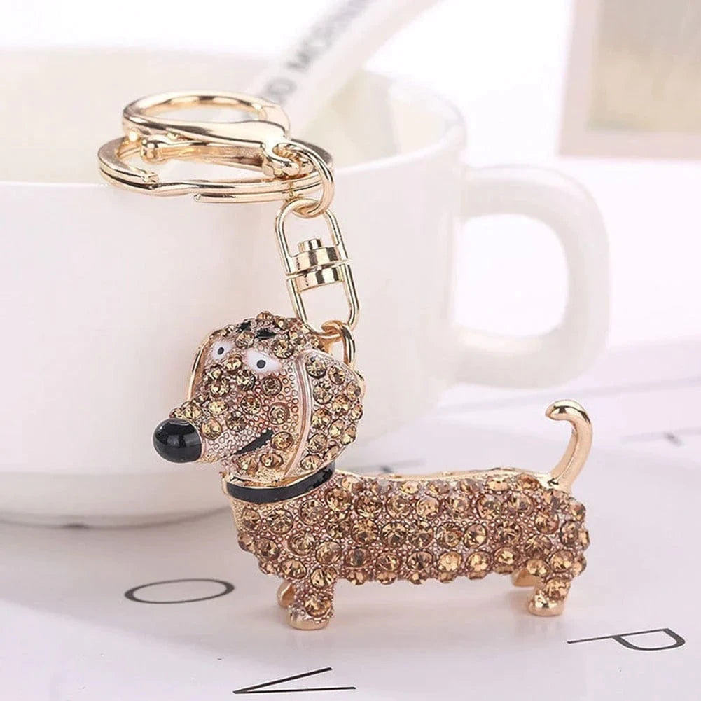 Crystal Dachshund Key Ring