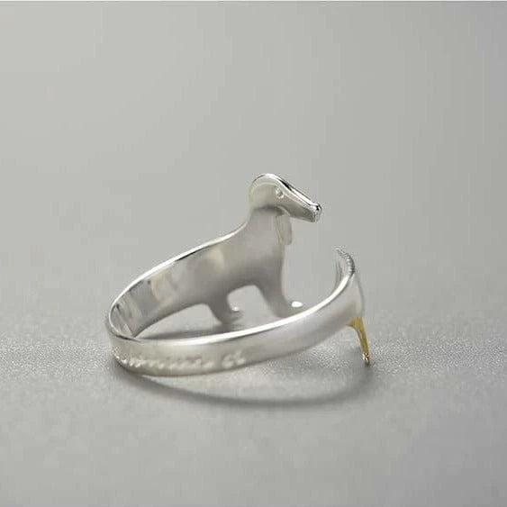 925 Sterling Silver Dachshund Wrap Ring