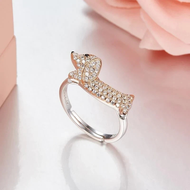 925 Sterling Silver Dachshund Ring