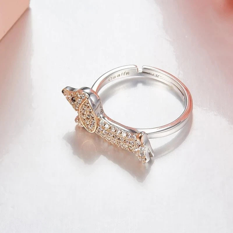 925 Sterling Silver Dachshund Ring