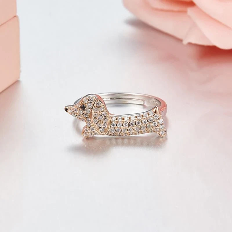 925 Sterling Silver Dachshund Ring