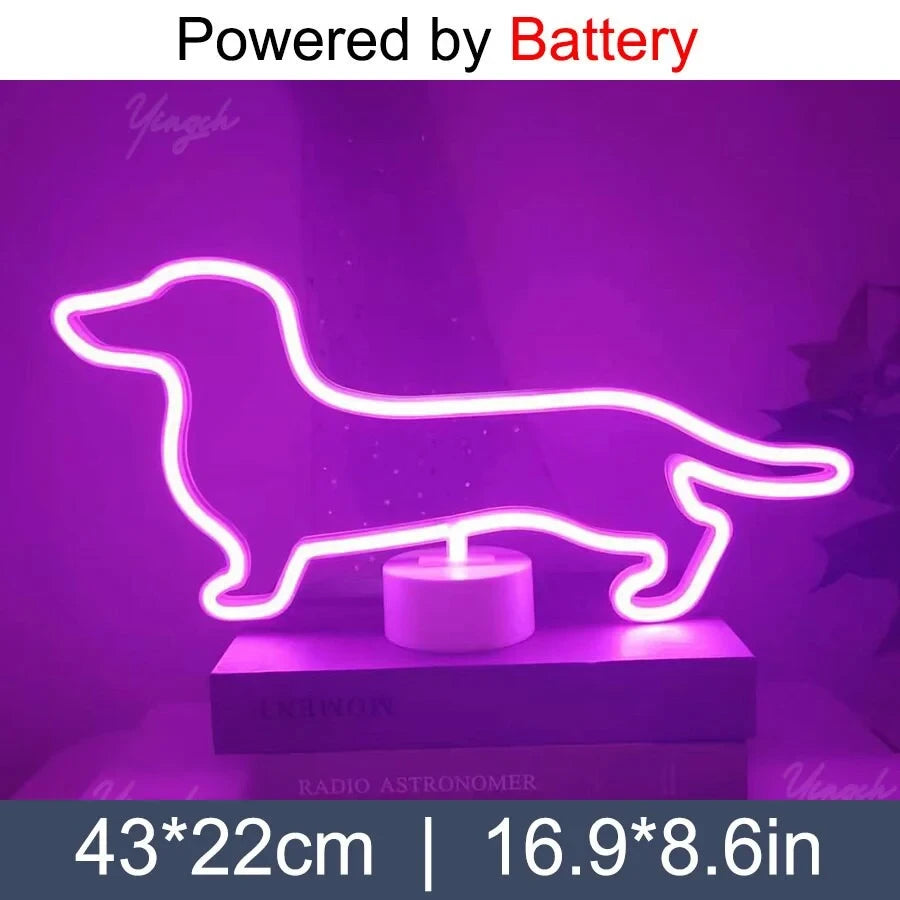 LED Neon Dachshund Lamp