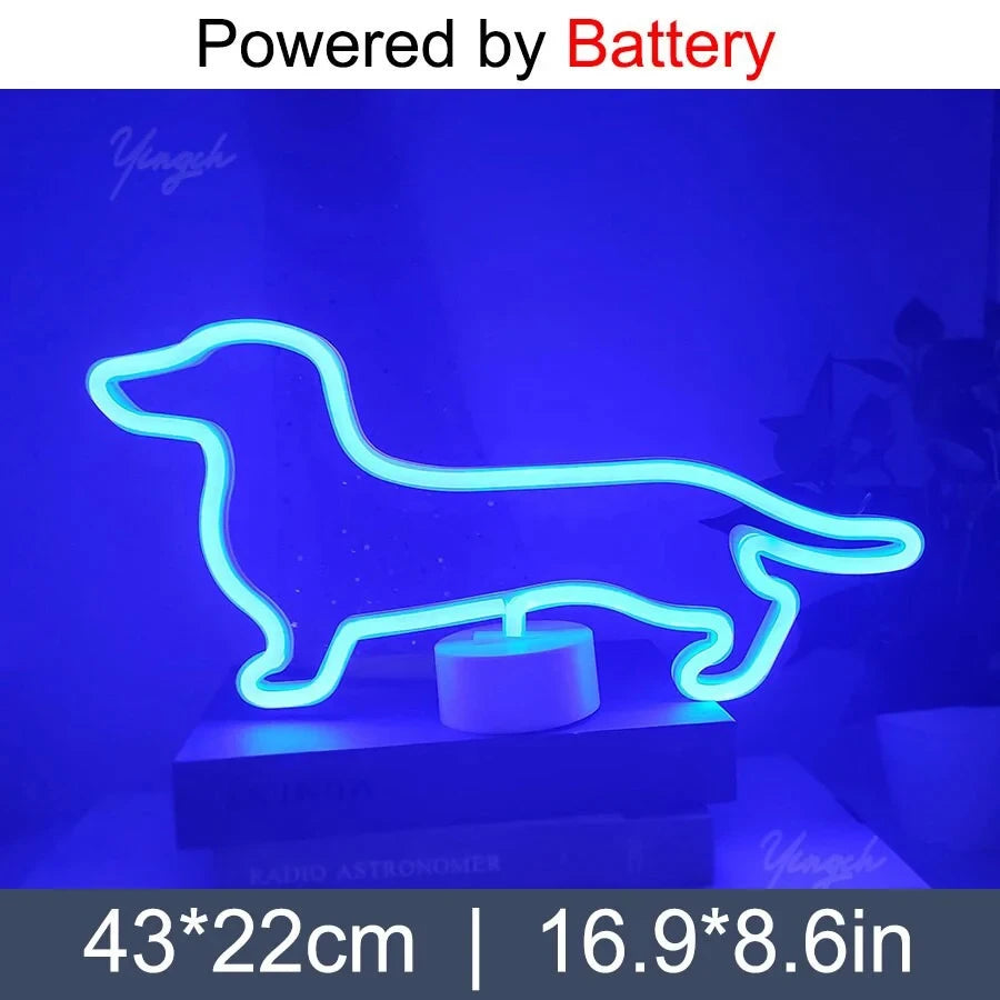 LED Neon Dachshund Lamp